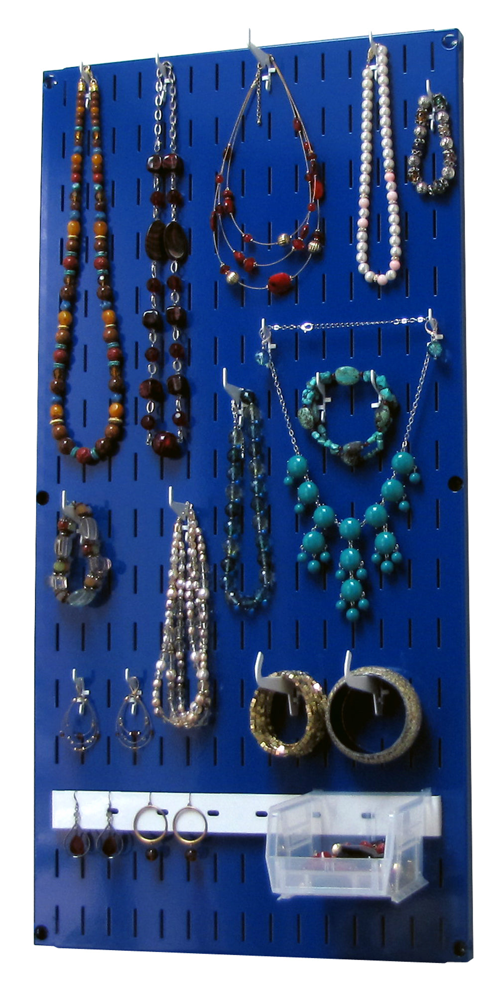 Wall Organizer Great for Jewelry or Tool Wall Storage - Wall Mounted Slotted Only Organizer Panel with Hooks