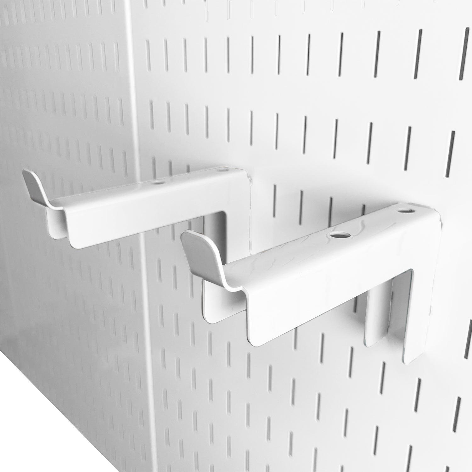 Strong Metal Hooks for Slotted Pegboard Storage