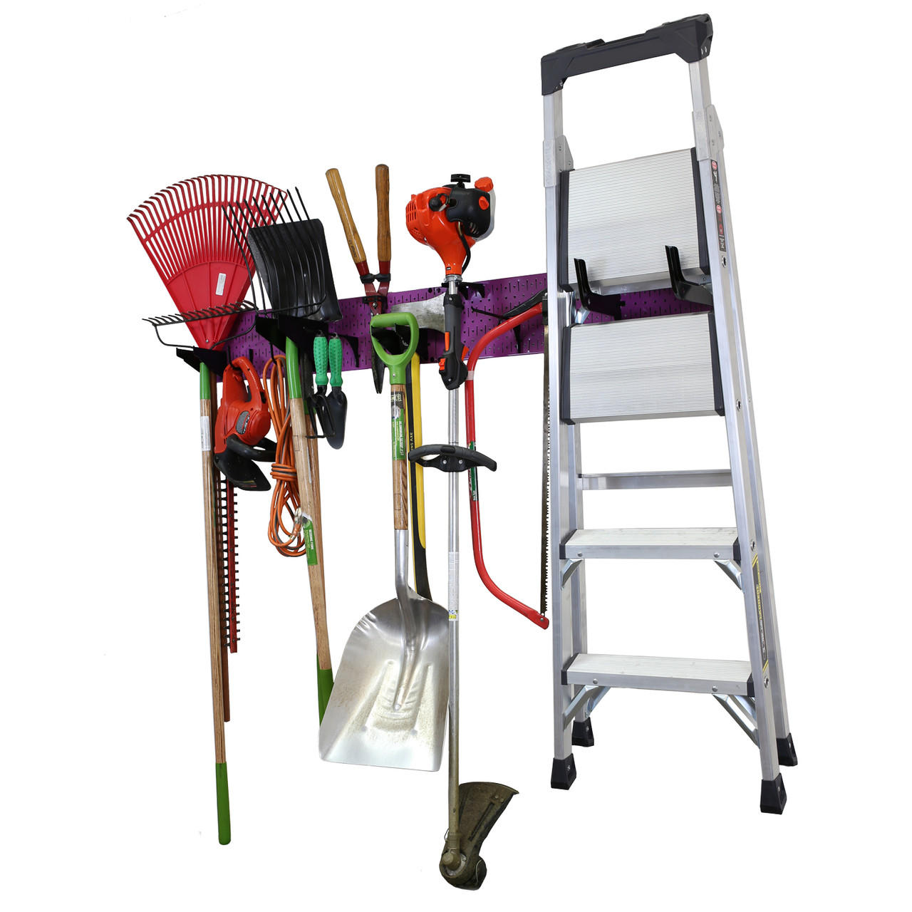 Purple Peg Board for Garage Lawn Garden Tool Organizer