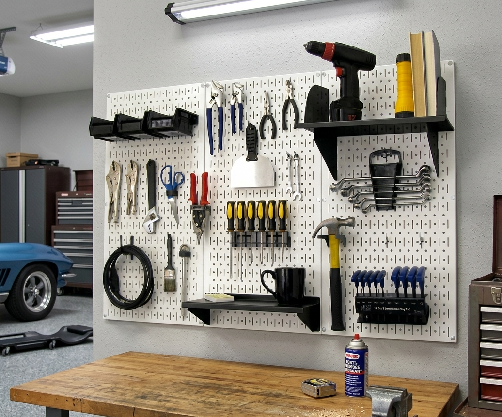 4ft Metal Pegboard Premium Tool Storage Kit - Toolboard with Hooks